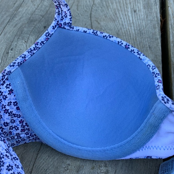 Barely There lightly lined baby blue floral print structured shelf bra - Picture 2 of 6